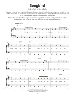 page one of Songbird (Really Easy Piano)