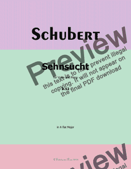 page one of Schubert-Sehnsucht,D.52,in A flat Major