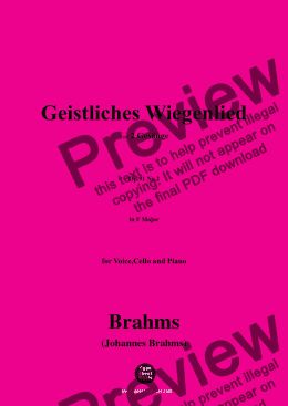 page one of Brahms-Geistliches Wiegenlied,for Voice,Cello and Piano