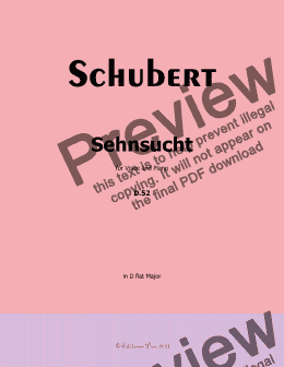 page one of Schubert-Sehnsucht,D.52,in D flat Major