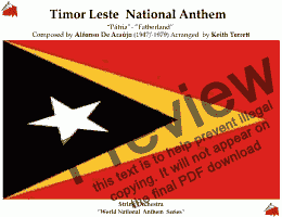 page one of East Timor National Anthem for String Orchestra