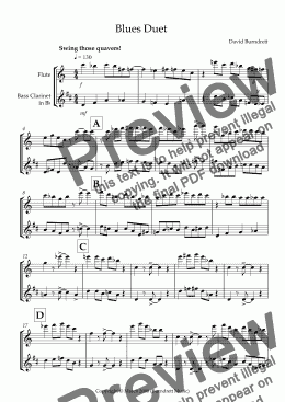 page one of Blues Duet for Flute and Bass Clarinet