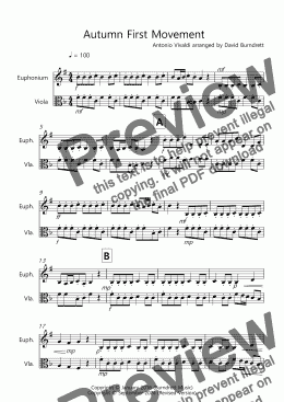 page one of Autumn (First Movement) for Euphonium and Viola Duet