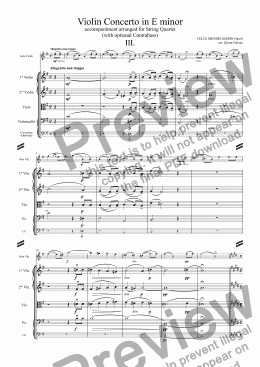 page one of Violin Concerto in E minor - movement 3