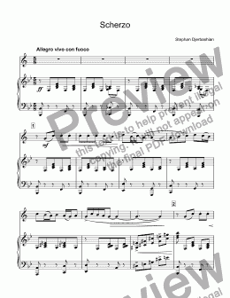 page one of Djerbashian, Stephan - Scherzo for trumpet Bb & piano