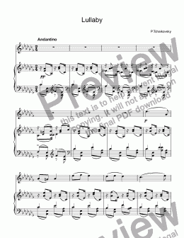 page one of Tchaikovsky, Pyotr    - Lullaby Lullaby "Cradle Song" for trumpet Bb & piano