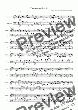 page one of Chanson de Matin for Euphonium and Cello Duet