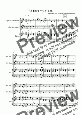 page one of Be Thou My Vision for Soprano and Alto Saxophone Duet