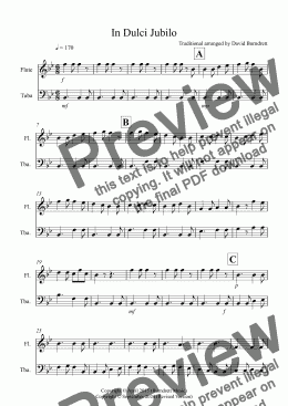 page one of In Dulci Jubilo for Flute and Tuba Duet