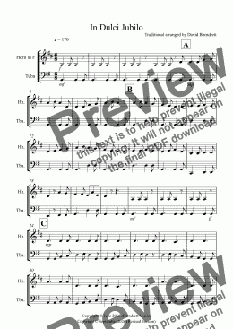 page one of In Dulci Jubilo for Horn and Tuba Duet