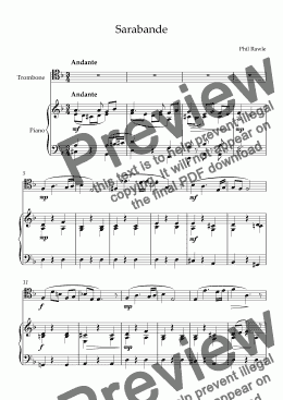 page one of Sarabande - Trombone Solo