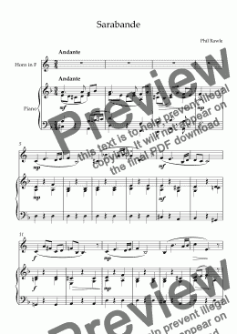 page one of Sarabande - French Horn Solo