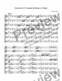 page one of Vivaldi, Antonio - Double Concerto In C Major, I. Allegro For 2 Trumpets С & string orchestra