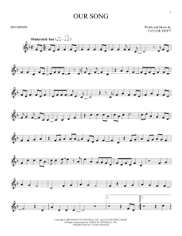 page one of Our Song (Recorder Solo)