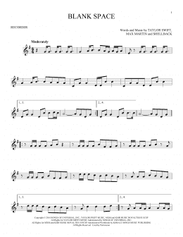 page one of Blank Space (Recorder Solo)