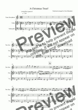 page one of A Christmas Treat! for Tenor Saxophone, Violin and Cello Trio