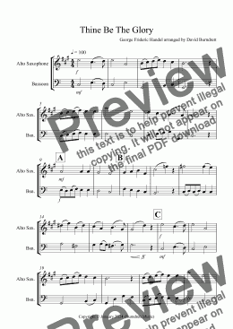 page one of Thine Be The Glory for Alto Saxophone and Bassoon Duet