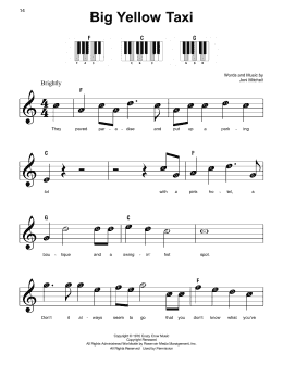 page one of Big Yellow Taxi (Super Easy Piano)