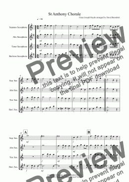 page one of St Anthony Chorale for Saxophone Quartet