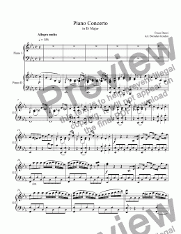 page one of Easy Piano Concerto in E-flat by Franz Danzi, 2-piano score