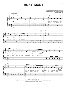 page one of Mony, Mony (Easy Piano)