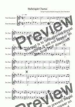 page one of Hallelujah Chorus for Tenor Saxophone Duet