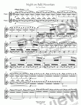 page one of Night on Bald Mountain for Two Flutes