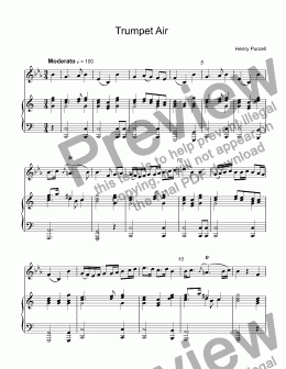 page one of Purcell, Henry - Trumpet Air from The Indian Queen for piccolo trumpet A & piano