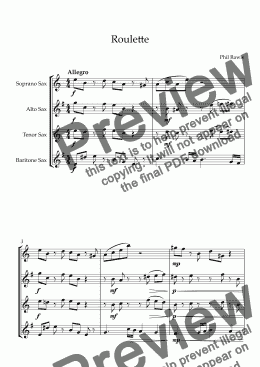 page one of Roulette - Saxophone Quartet