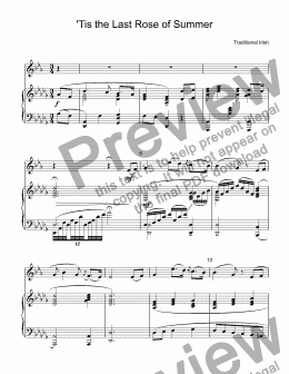 page one of Traditional Irish - 'Tis the Last Rose of Summer  for trumpet Bb & piano