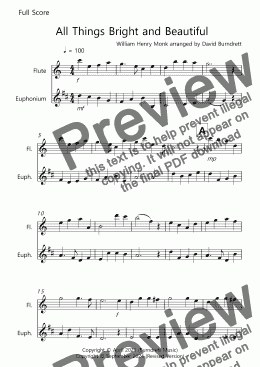 page one of All Things Bright and Beautiful for Flute and Euphonium Duet