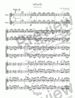 page one of Saltarello , Symphony # 4