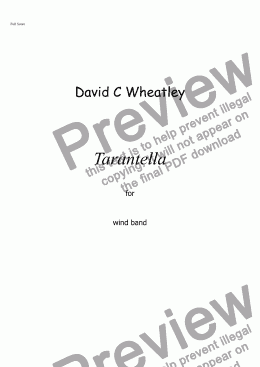 page one of Fanfare and taratella for wind band by David C Wheatley