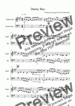 page one of Danny Boy for Euphonium and Double Bass Duet