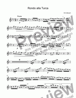 page one of Mozart, Wolfgang -Rondo alla Turca for trumpet Bb