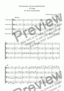 page one of Turmsonaten. 24 neue Quatrizinien 23. Fuga for Four Violoncellos