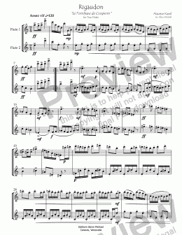 page one of Le Tombeau de Couperin -  Rigaudon 