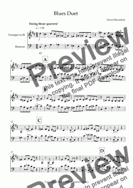 page one of Blues Duet for Trumpet and Bassoon Duet