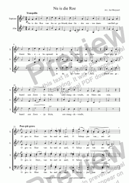 page one of Nu is die roe (SATB)