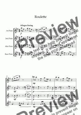 page one of Roulette - Flute Quartet