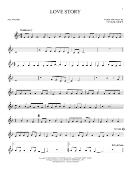 page one of Love Story (Recorder Solo)