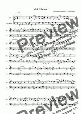 page one of Salut d'Amour for Oboe and Cello Duet