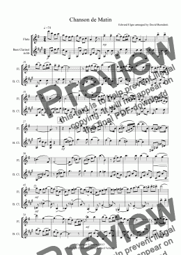 page one of Chanson de Matin for Flute and Bass Clarinet Duet