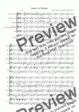 page one of Away in a Manger for Brass Quartet