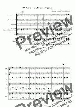 page one of We Wish you a Merry Christmas for Brass Quartet (version two)