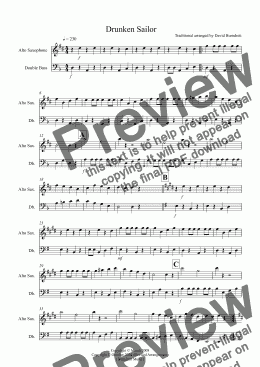 page one of Drunken Sailor for Alto Saxophone and Double Bass Duet