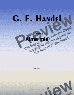 page one of Handel-Alma mia, in F Major