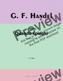 page one of Handel-Quando spieghi, in A Major