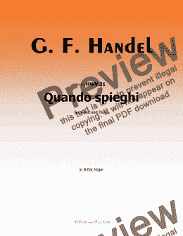 page one of Handel-Quando spieghi, in B flat Major