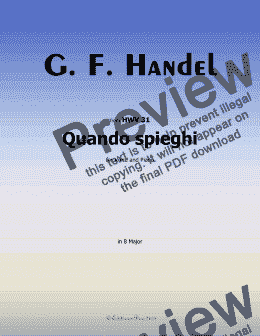 page one of Handel-Quando spieghi, in B Major